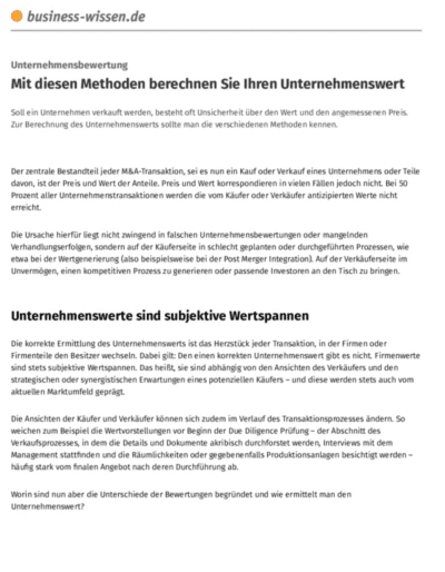 M&A Beratung Deutschland